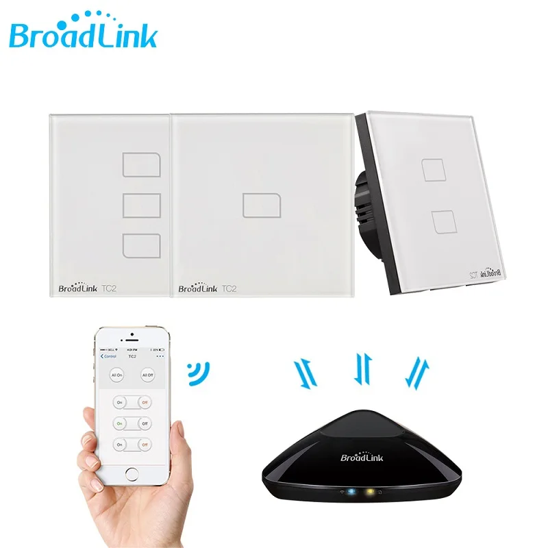 Broadlink TC2 1/2/3 Gang UK/EU Standard Smart Home  Remote Control Via RM Pro Wall Touch Light Switch 1 Way