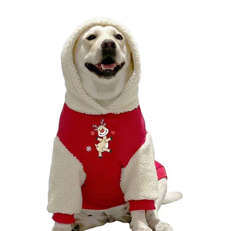 Christmas Dog Clothes Winter Pet Hoodie Coat Big Large Dog Clothing Outfit Poodle Corgi Samoyed Husky  Golden Retriever Costume