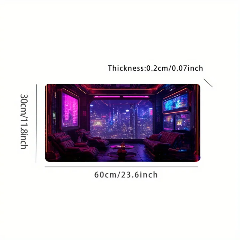 Tapis de souris de jeu Cyberpunk Neon City Style, décorations Esports de bureau et de maison, cadeaux de joueur, accessoires de bureau et de jeu