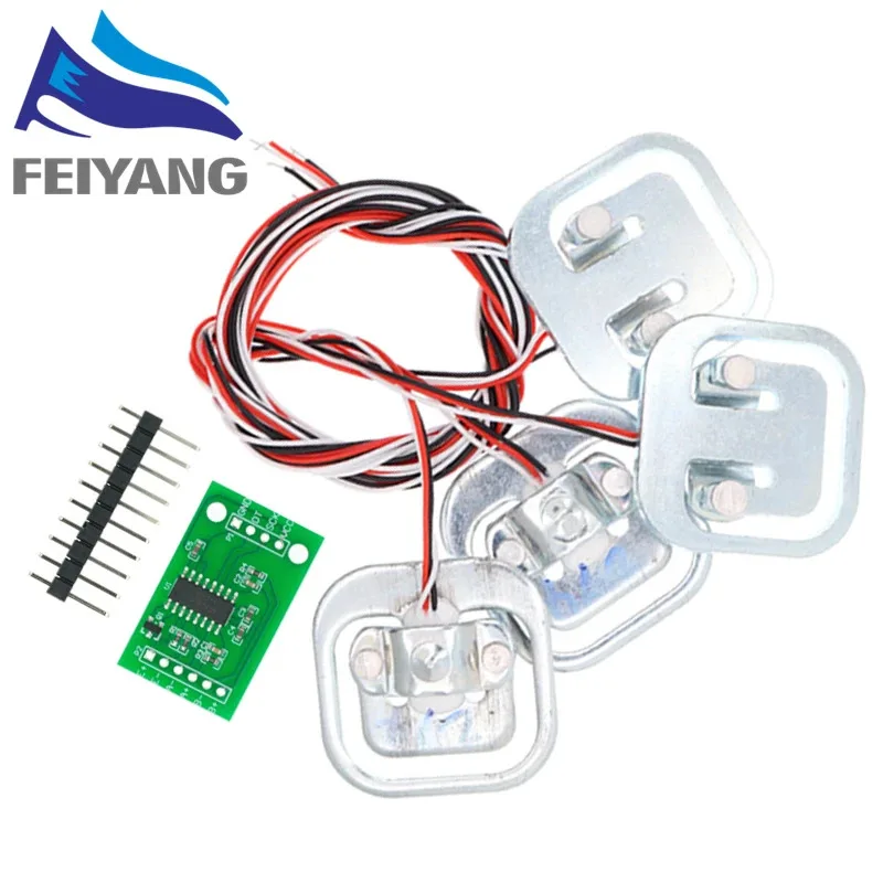 4PCS Human Scale Load Cell Weight Sensors + HX711 AD Module Weight Sensor Electronic  Pressure  DIY Kit