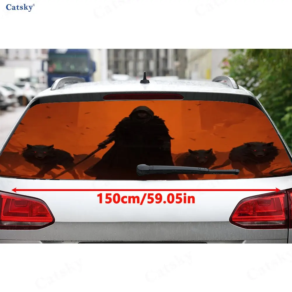 Bloodrealm Wolf Lord PVC material self-adhesive waterproof car rear window sticker, easy to paste without falling off, waterproo