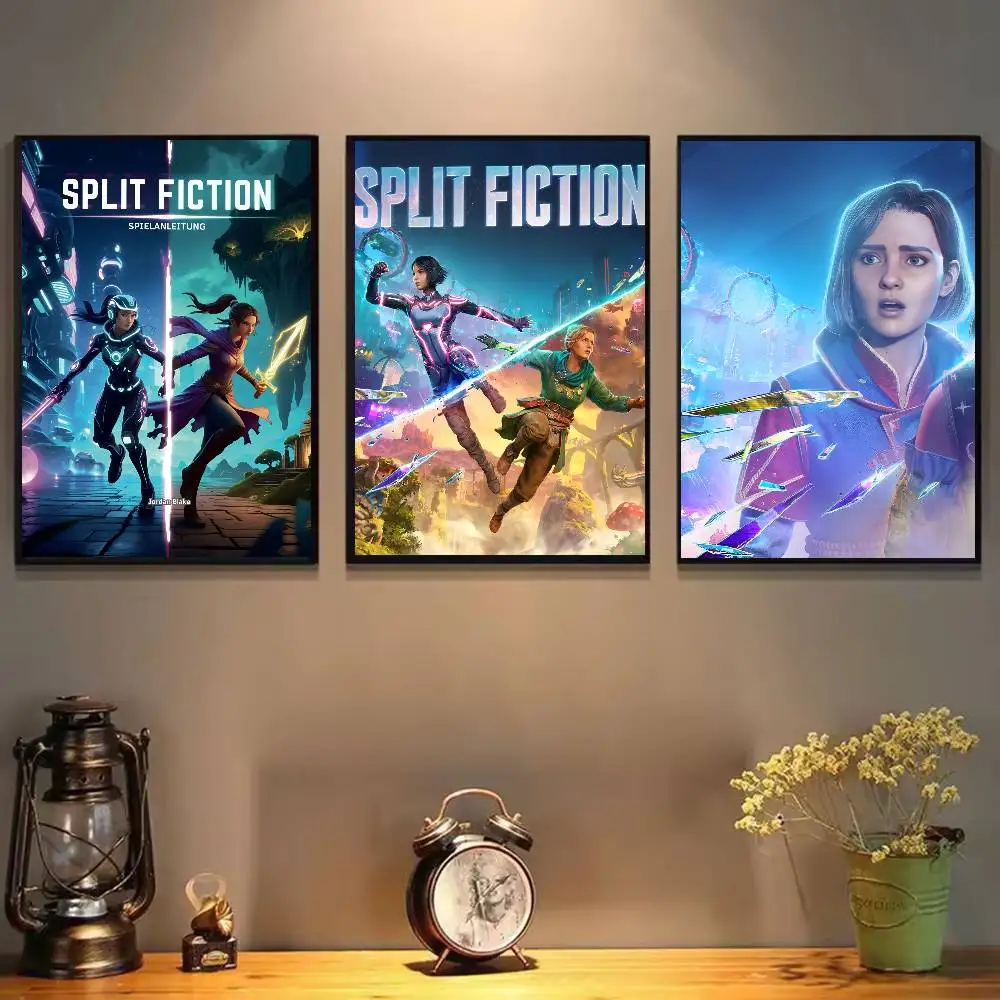1PC S-Split Fiction GAME Poster Self-Adhesive Wall Art for Living Room Bedroom No Fade Modern Home Decor Stickers