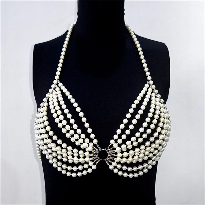 2025 New Handmade Pearl Splicing Sexy Bikini Top, Bustier Outer Skirt Suit Beach Party