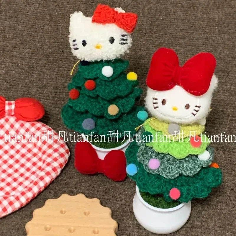 Dolce Hello Kitty Anime MINISO Kawaii Ins Fiore fatto a mano Simpatico cartone animato Albero di Natale Decorazione della tavola Regali per ragazze