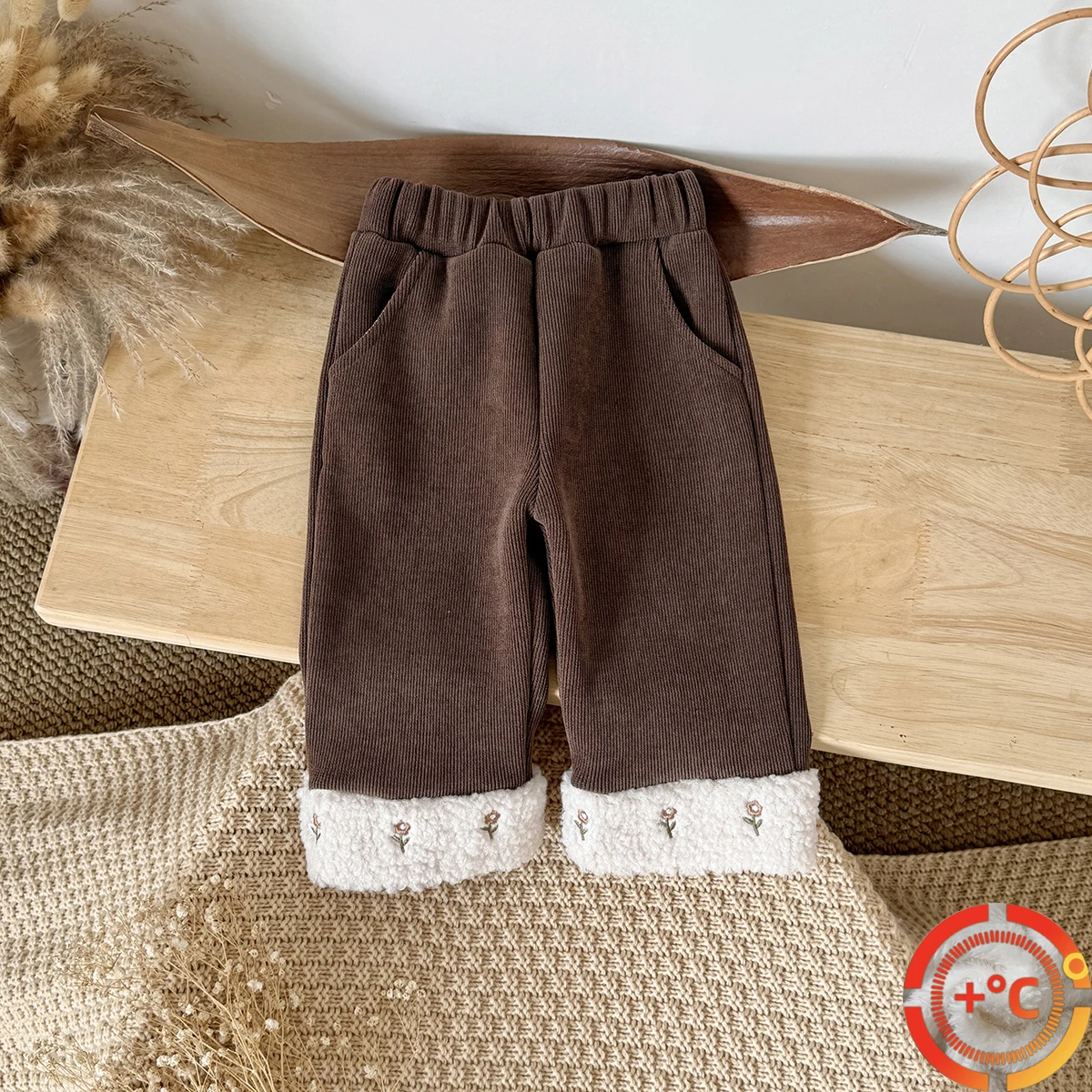 Autumn Winter New Velvet Thickened Girls Baby Cold Prevent Warm Elastic Elastic Band Pants Baby Clothes