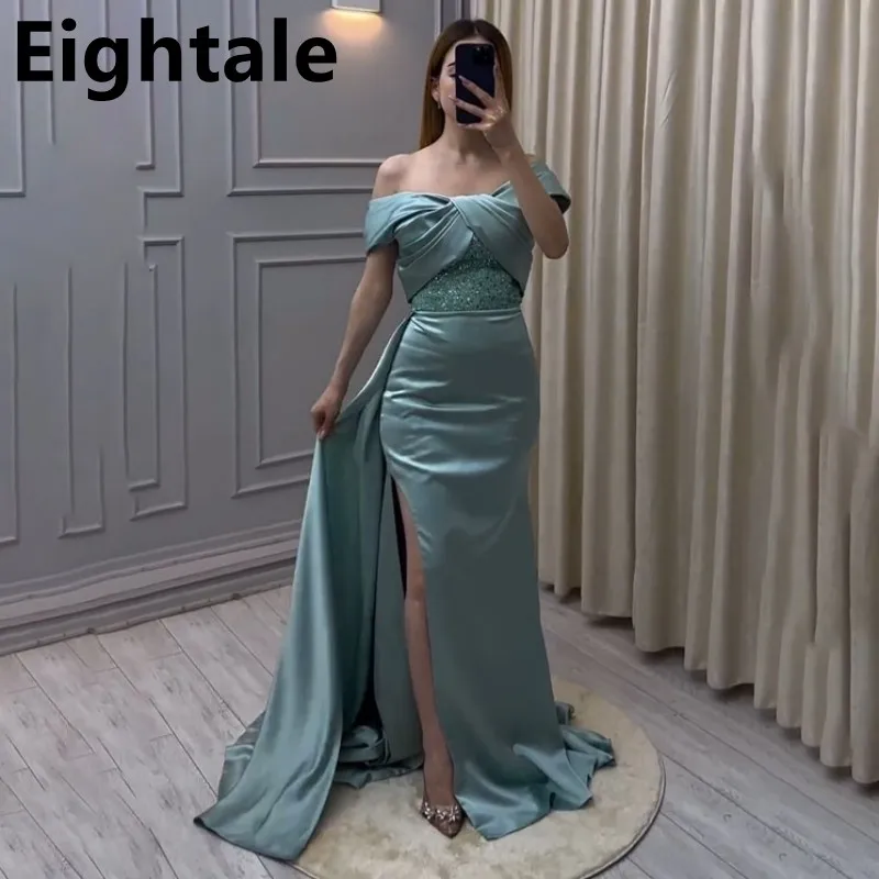 

Eightale 2024 Criss-Cross Off Shoulder Mermaid Sexy Slit Evening Dress For Wedding Party Prom Dress Dubai Party Robe de soiree