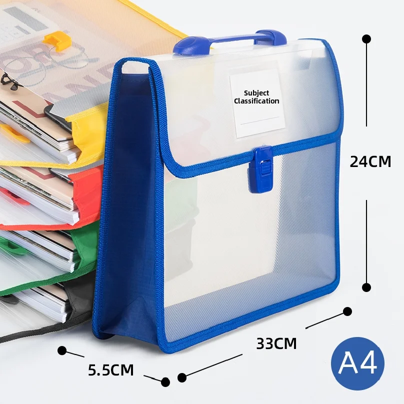 A4 Transparent File Folders Portable File Bag Briefcase Handbag Waterproof File Organizer Large Capacity Thickened stroage bag