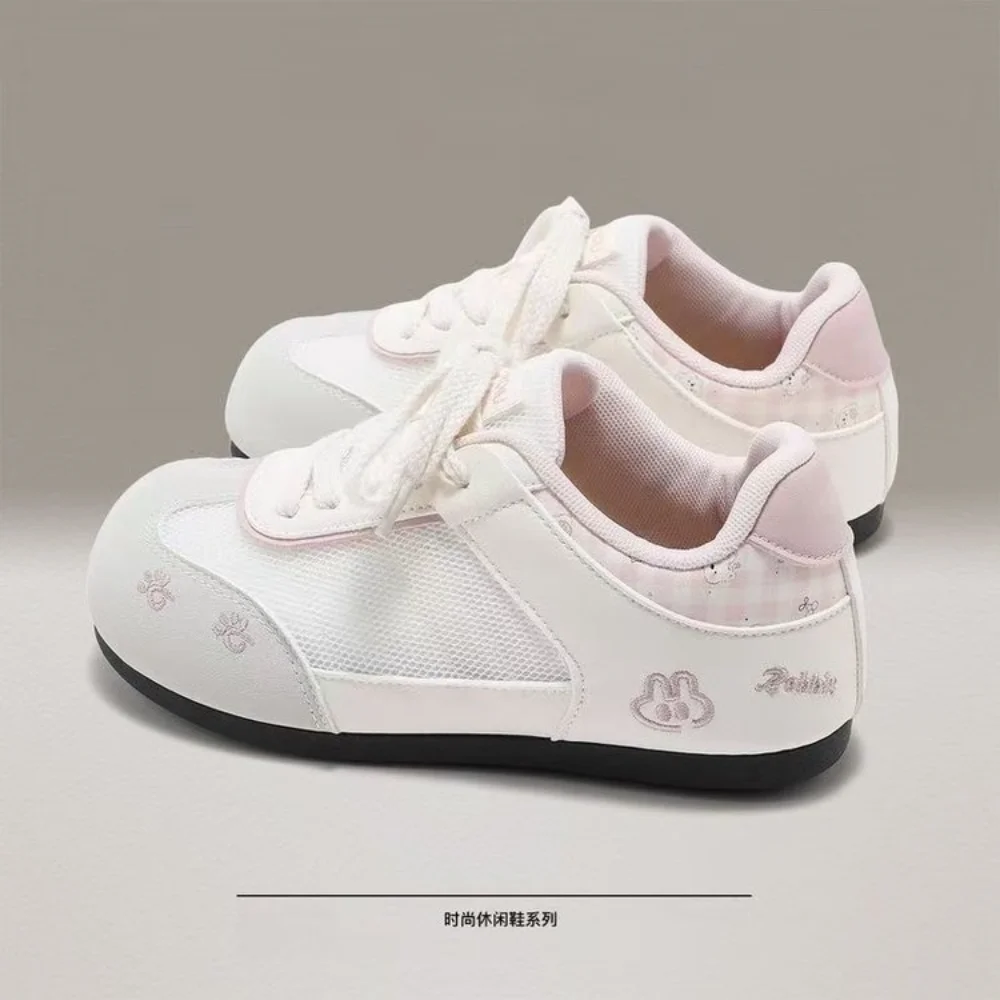 Kawaii Bunny Embroidery Women's Sneakers Breathable Mesh Round Toe Casual Walking Shoes