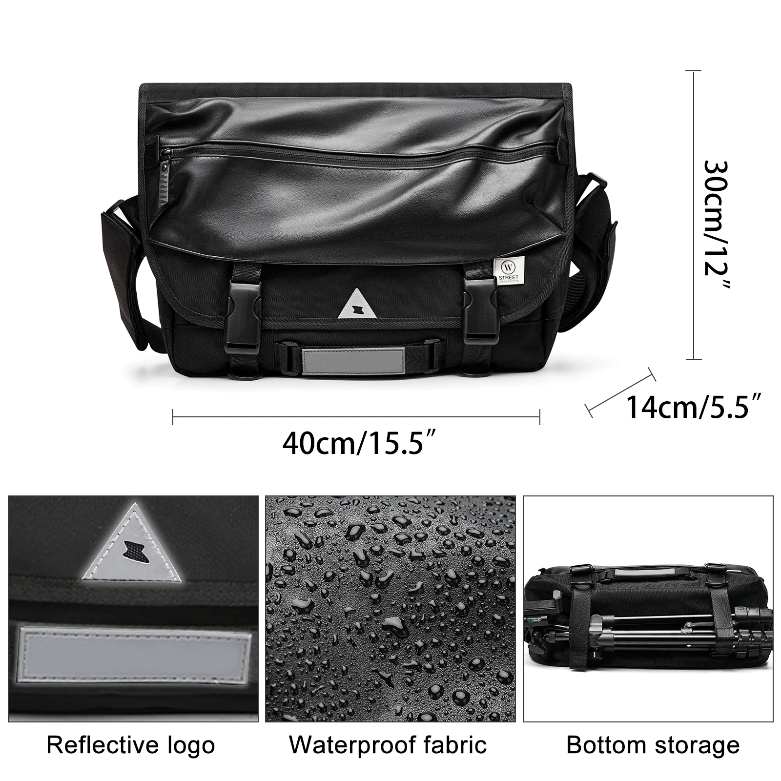 Messenger Bag for Men, Chest Shoulder Sling Bag, 15.6 Inch Laptop Satchel, Briefcase Crossbody Bag for Teenagers, Adults Outdoor