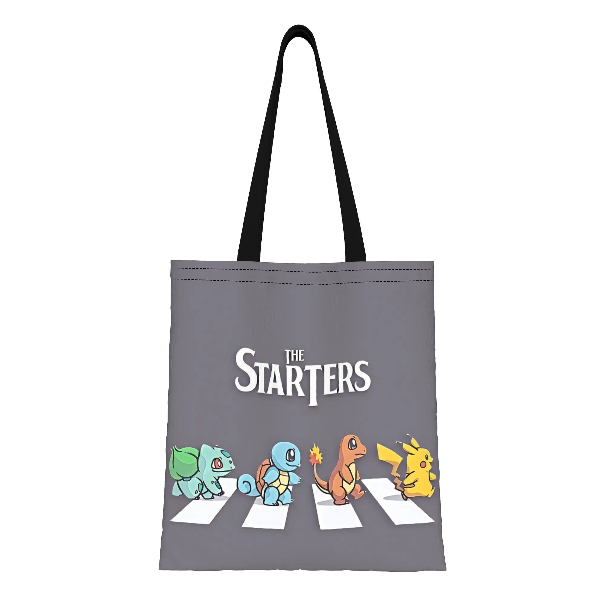 Starter 5 Pokemon Canvas Tote Bag Perfect for Grocery Women's Top-Handle Bags