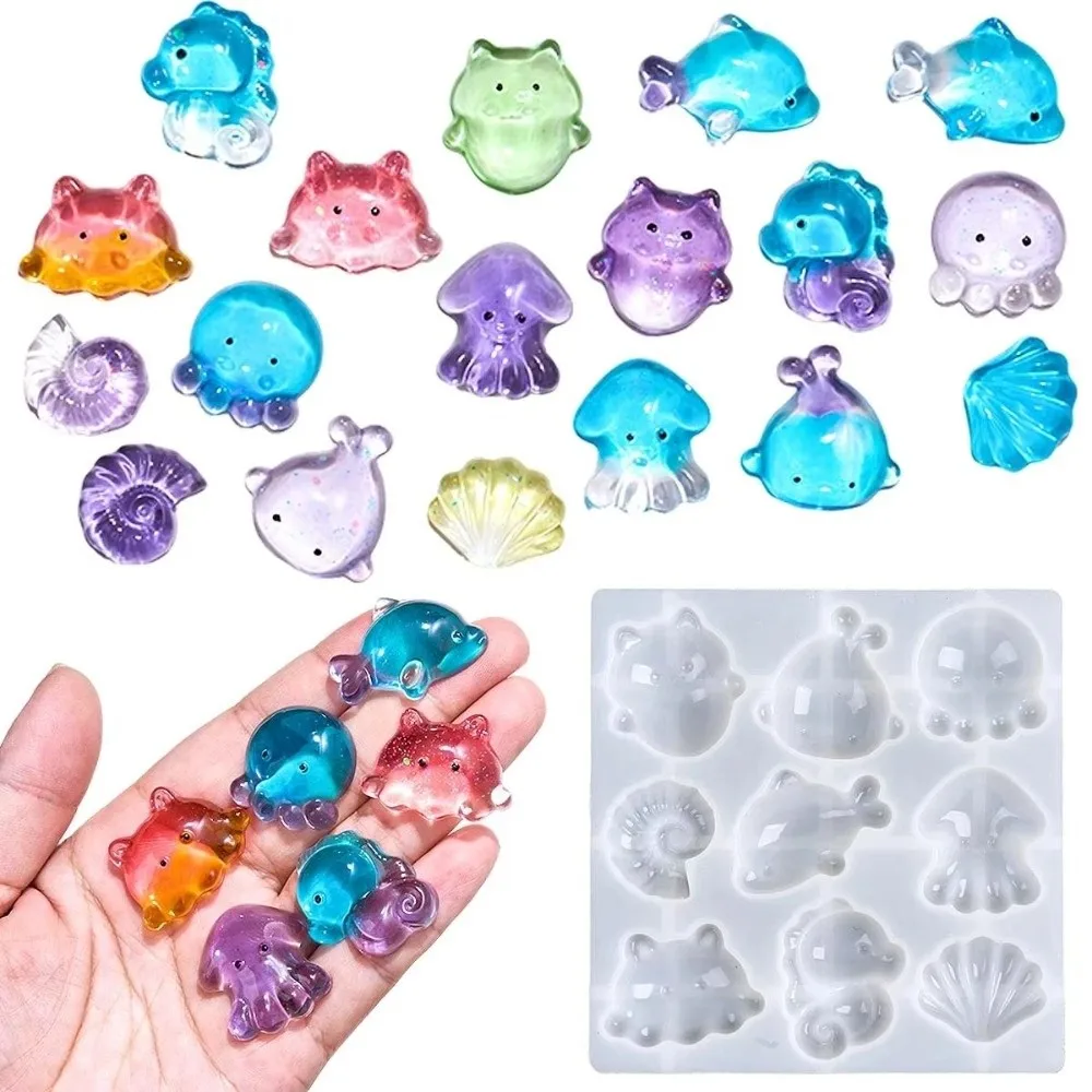 Sea Creatures Silicone Mold DIY Handmade Seahorse Octopus Angel Jewelry Casting Mold Flexible Reusable Resin Mold Jewelry Making