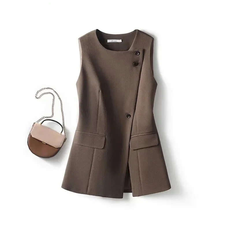 LIBIELIY Spring Autumn 2025 New Korean High-end Fashion Vest Women Office Casual Loose Sleeveless Blazers WaistCoat Outwear Ladi