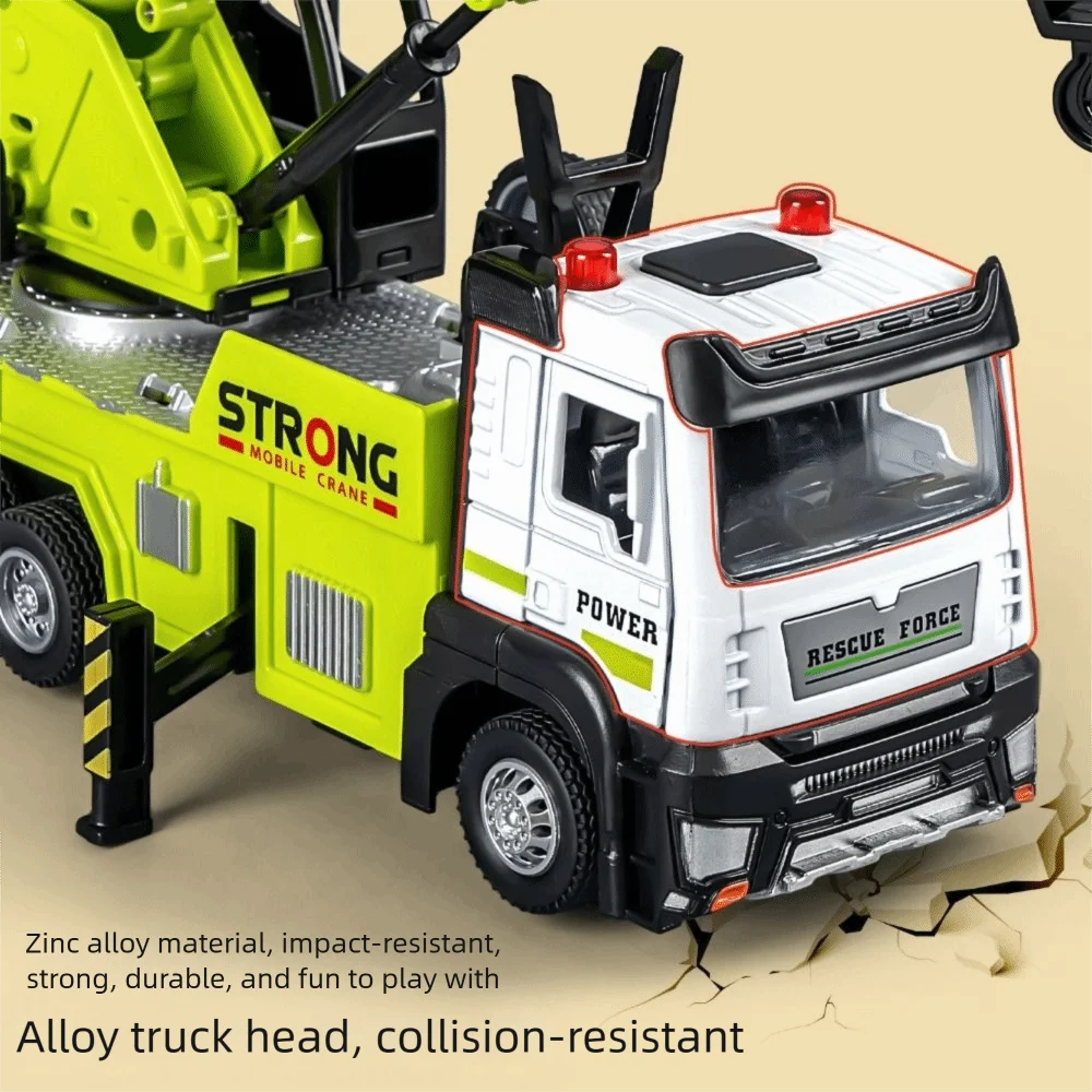 Alloy Crane Rescue Vehicle Large Size Electric Construction Trucks Sounds Lights Inertia Toy Engineering Vehicle Model