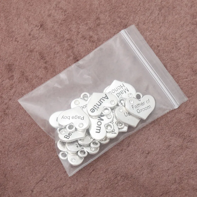 10pcs Fashion Heart Mum Nanny Friend Nana Daughter Dad Charms 15*17mm AAC-MIX2