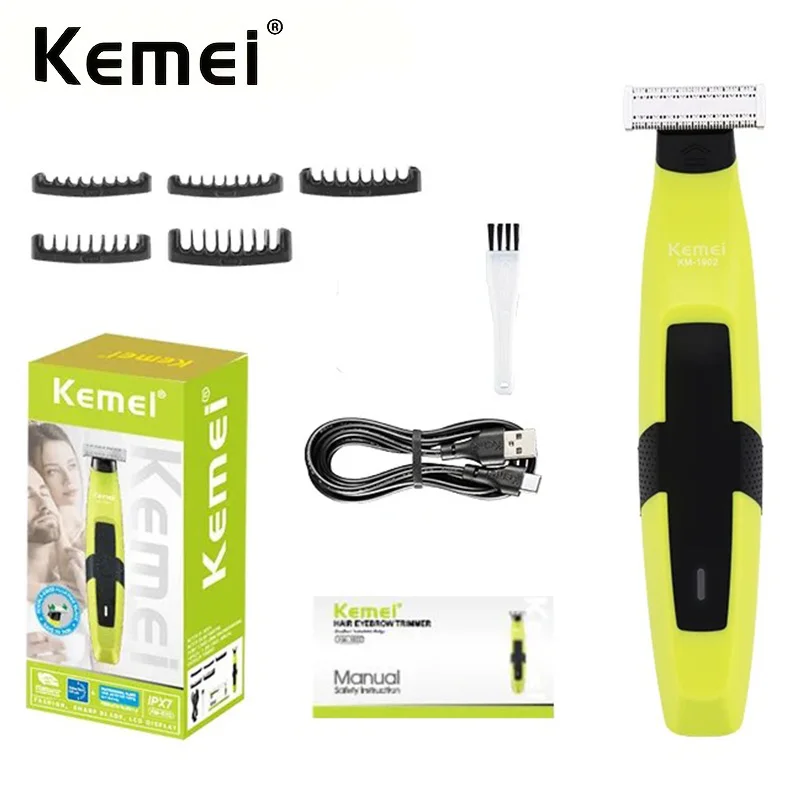 

Kemei Rechargeable Face Body Shaver Electric Razor Cordless Beard Hair Trimmer for Men Shaving Machine Waterproof Styling Tools