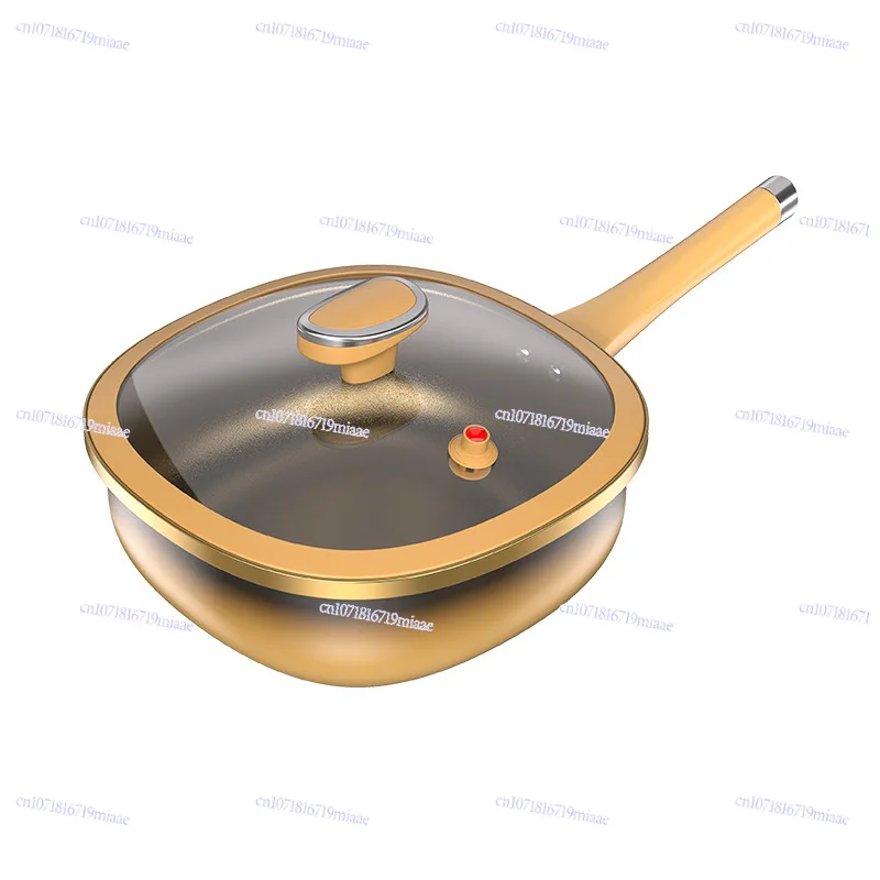 Cross-border Direct Supply of Titanium Pole Wok, Non-stick Pan, Flat-bottom Wok, Frying Pan, Household Creative Pan, Less Oil