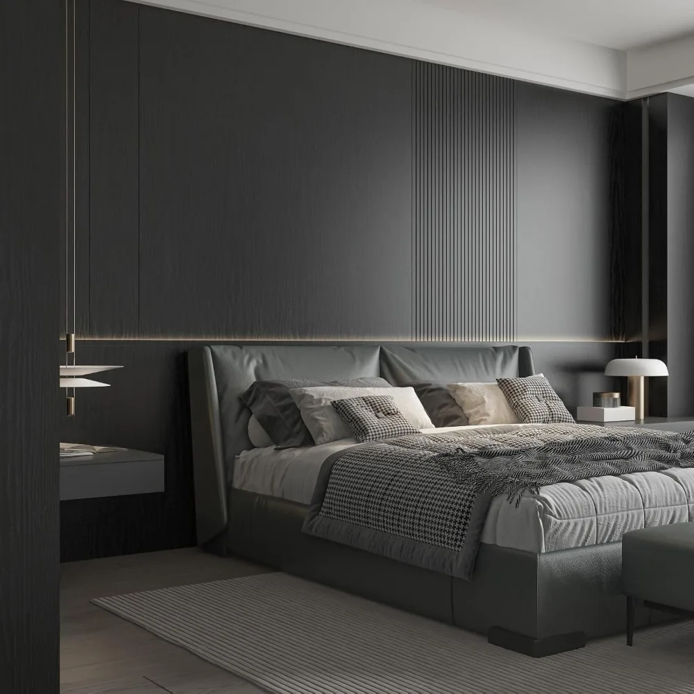 ورق جدران قابل للتقشير واللصق من الخشب الأسود لسهولة التنظيف والأسطح المزخرفة ذاتية اللصق