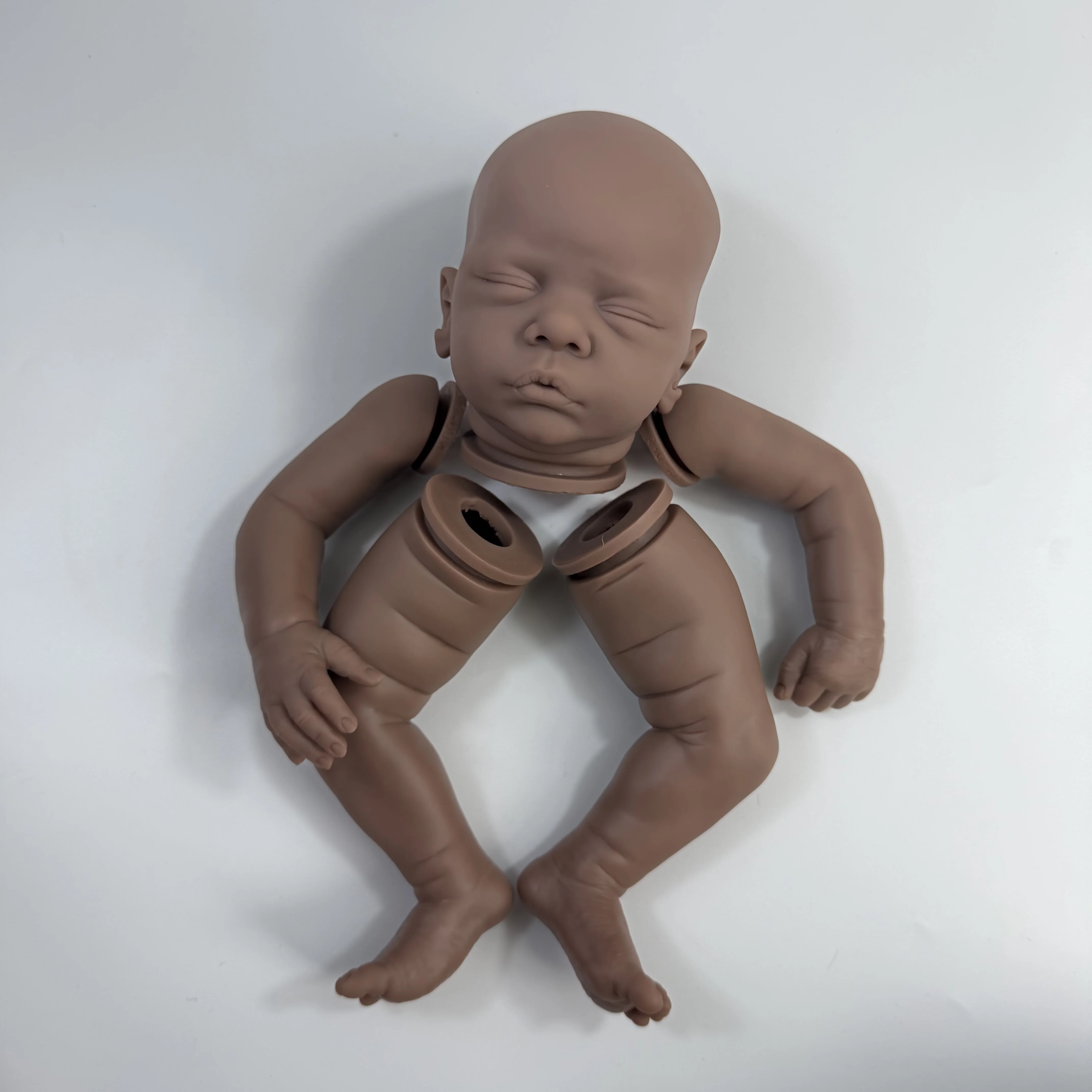 19 Inch Dark Skin Unpainted Reborn Doll Kit Romy Unfinished Vinyl Newborn Doll Parts With Cloth Body