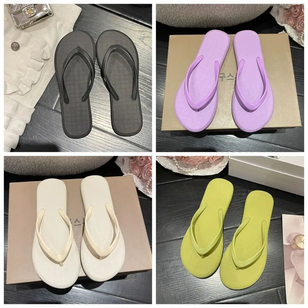 Wear-resistant Soft Solid Color Flip-Flop Popular Comfortable Beach Sandals Advanced Sense Non-Slip Couple Slippers Women