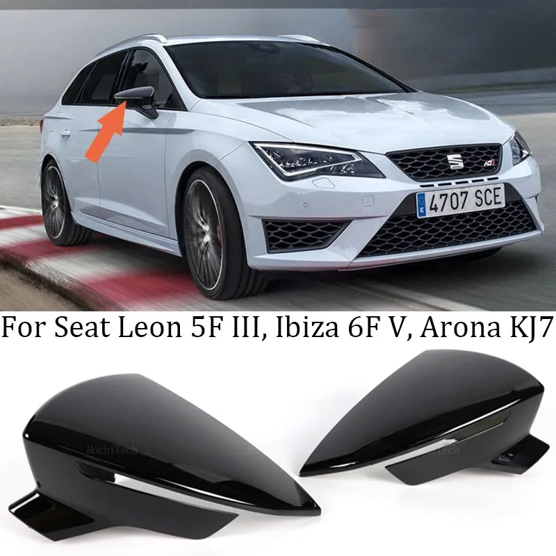 Czarny dla Seat Leon 5F MK3 ST Cupra 2013-2020 Ibiza MK5 Arona 2017-2018 Osłona lusterka wstecznego bocznego samochodu Akcesoria