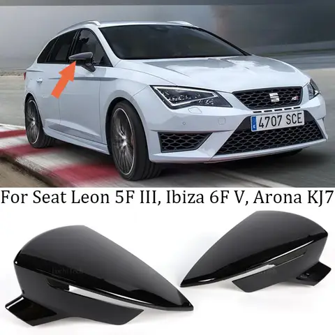 Black For Seat Leon 5F MK3 ST Cupra 2013-2020 Ibiza MK5 Arona 2017-2018 Car Side Rearview Mirror Cover Accessories