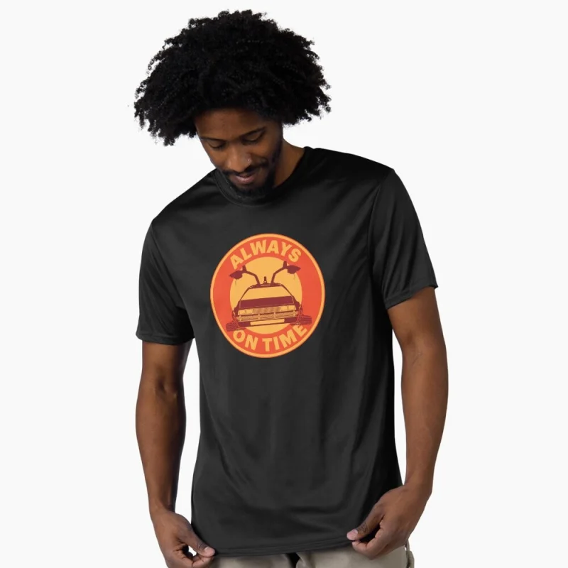 

Always On Time Back To The Future Retro Sic Fi Gift t shirt Time Machine DeLorean Graphic Clothes 100% cotton Large size Tops