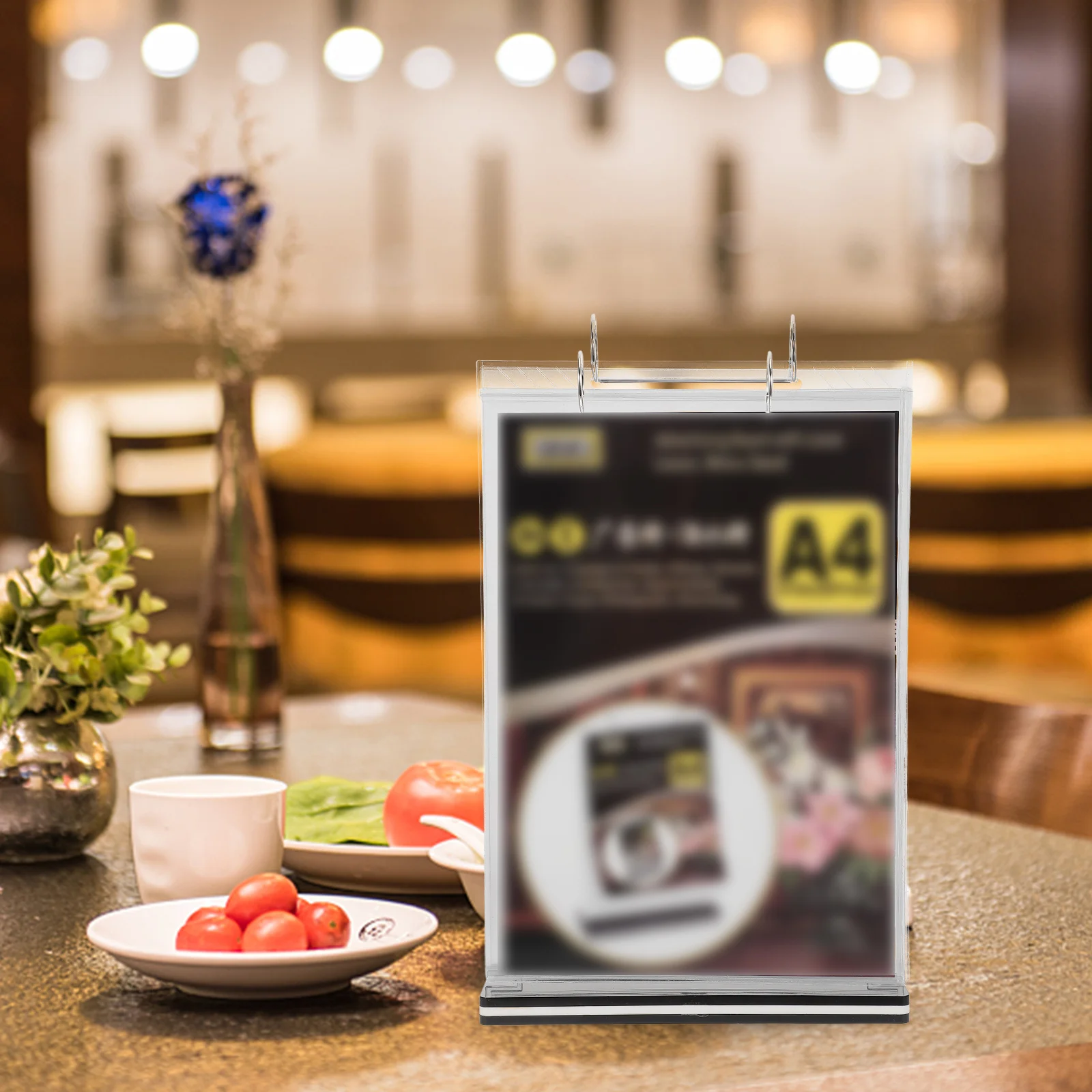 Menu Stand Holder A4 Size Flip Table Sign For Restaurants Cafes Bars Desk Organizer Double Sided Display Rack Portable