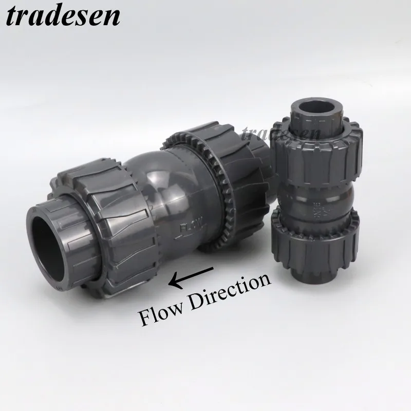 PVC Check Valve Double Union One Way Non-Returned Valve I.D20mm-63mm Garden Irrigation System  Aquarium PVC Water Pipe Fittings