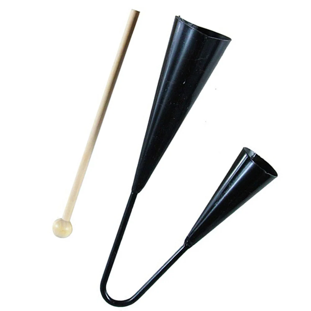 

Double Horn Ringer Bells Handheld Agogo Kids Musical Toys Wooden Stick Two Tone Samba Percussion Durable Portable Latin