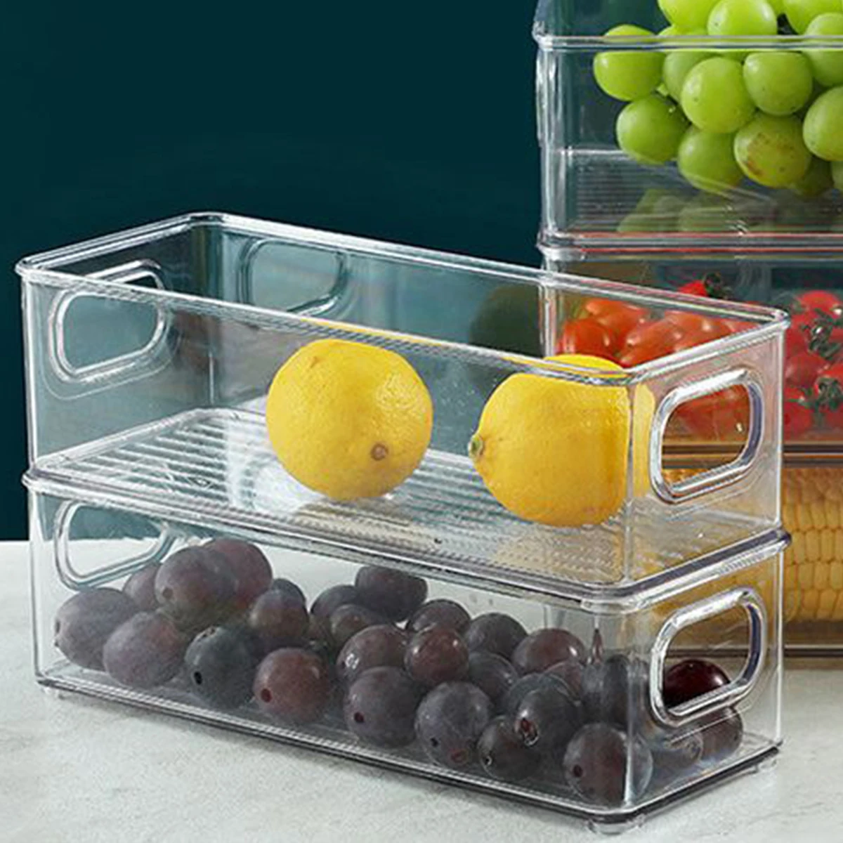 1pc-Refrigerator Food Storage Container Refrigerator Organizer Bins Stackable Fridge Food Storage Box with Hand Kitchen Accessor