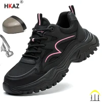 Nuevos zapatos de seguridad a la moda para mujer, botas de seguridad para el trabajo, zapatillas deportivas transpirables con punta de acero a prueba de perforaciones, antideslizantes
