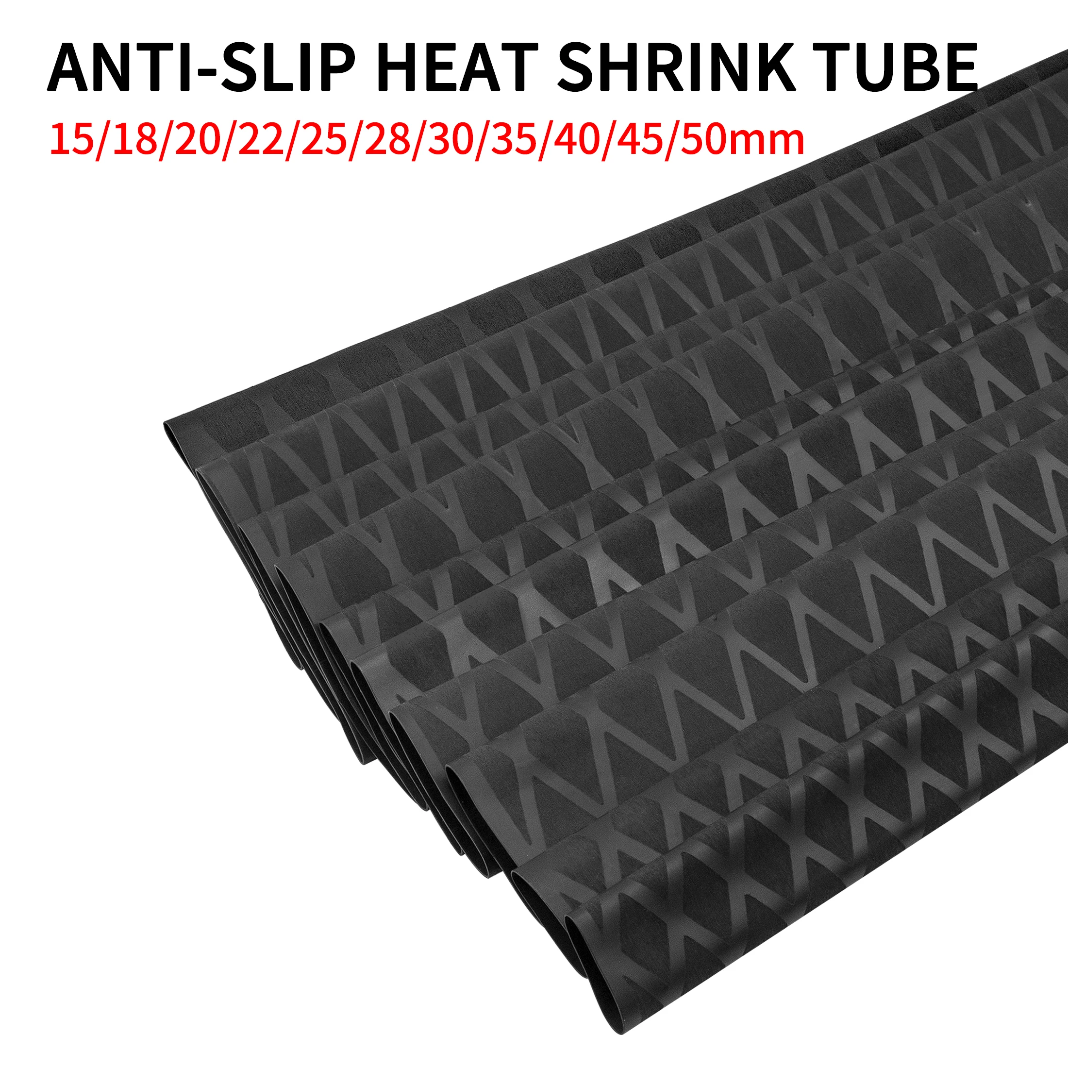 Black 1M 2:1 Non-Slip Heat Shrink Tube For Fishing Rod Bike Handle