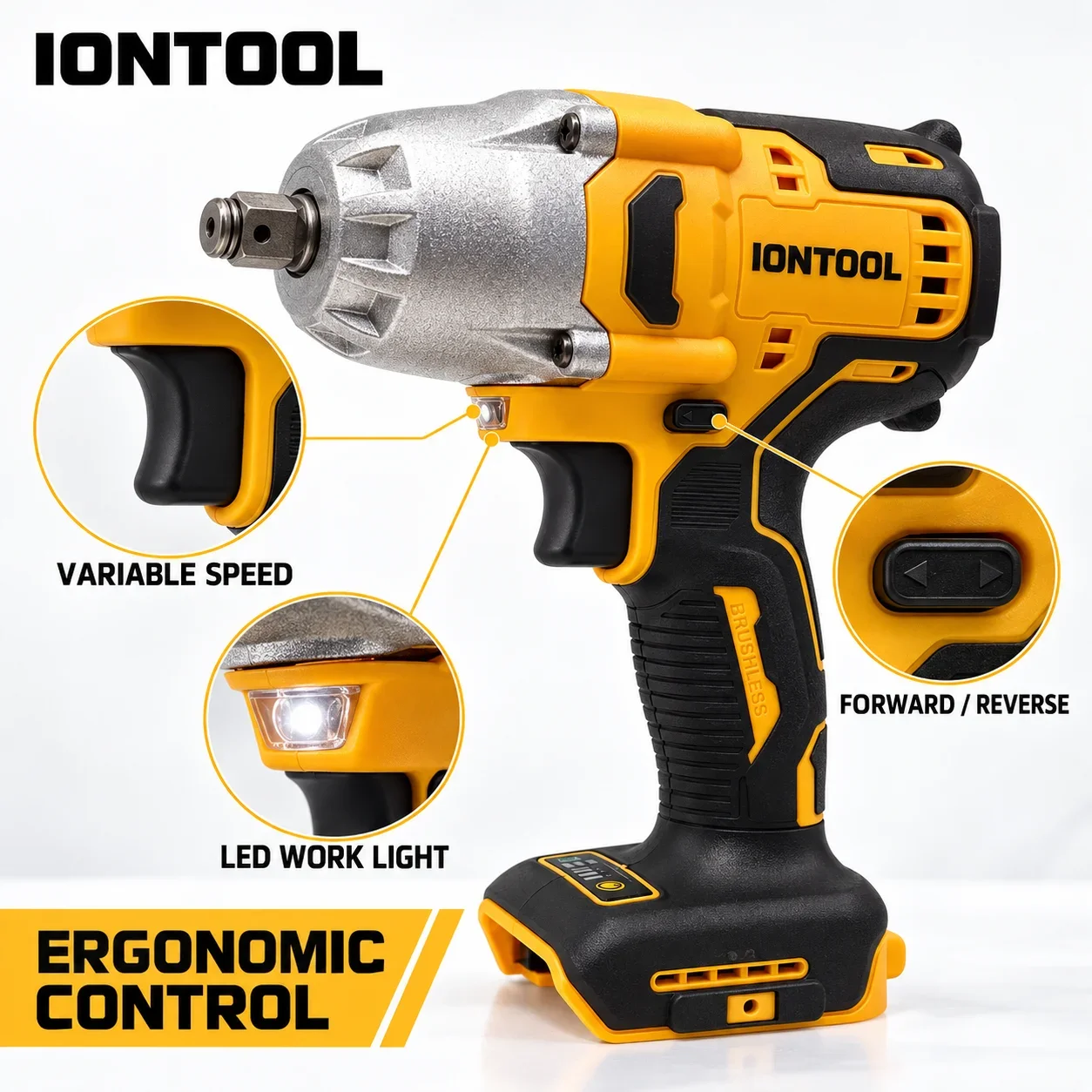 IONTOOL Portable Cordless Impact Wrench 2000rpm For Home Motorcycle Repair and Garden Tool Maintenance and Bike Assembly