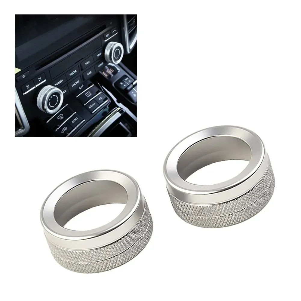 

2x Car Volume Radio Knob Covers Volume Knob Decorative Ring For Porsche Cayenne 911 2012-2018 For Porsche Boxser Cayman 718