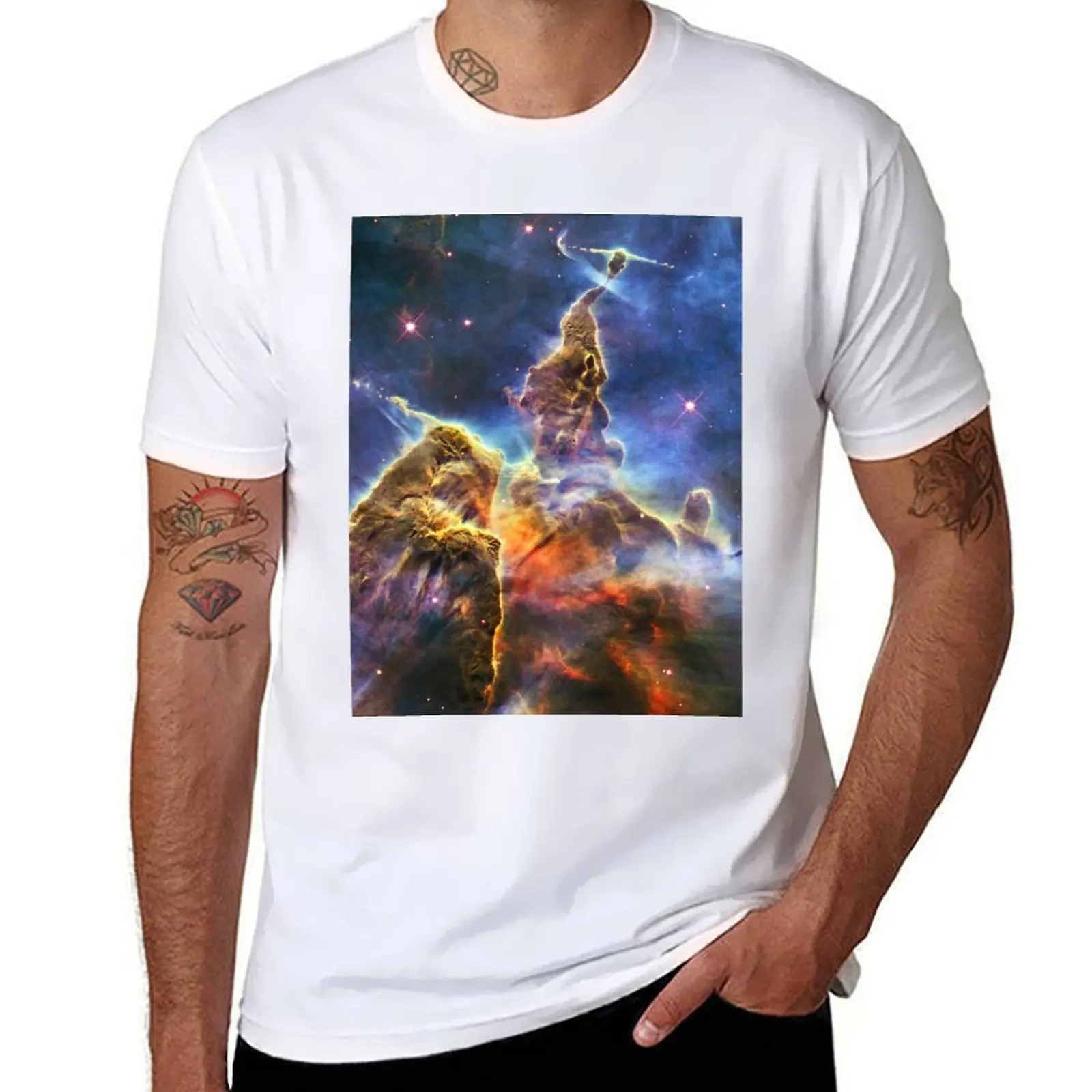 pack telescopio) para nebulosa espacial, 901 HH t - camisetas cartel Camiseta hombre Mystic Carina (Hubble Mountain. blanco