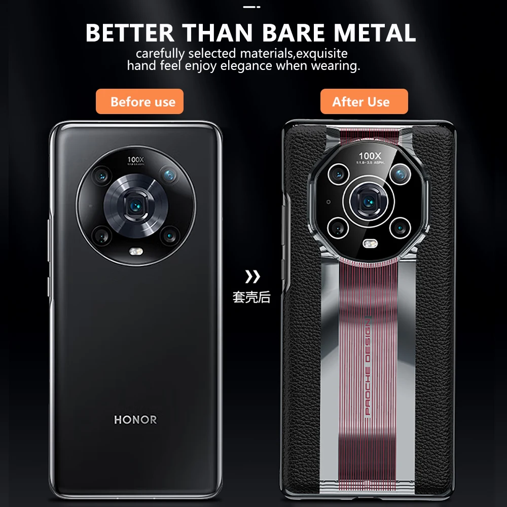 Genuine Leather Phone Case For Huawei Honor Magic 4 Pro Cowhide Crocodile texture Original Cover Magic4 Luxury plating Hard Capa