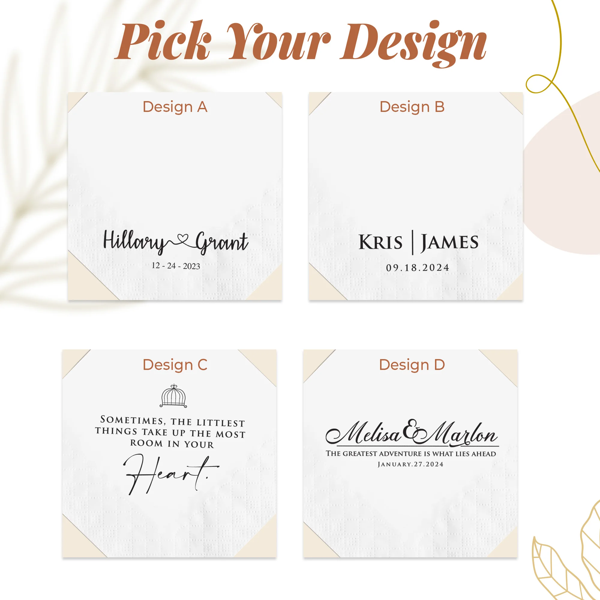 Personalized Paper Napkins Disposable Custom Wedding Napkins of Your Text for Party Birthday Wedding Cocktail Baby Shower Decor