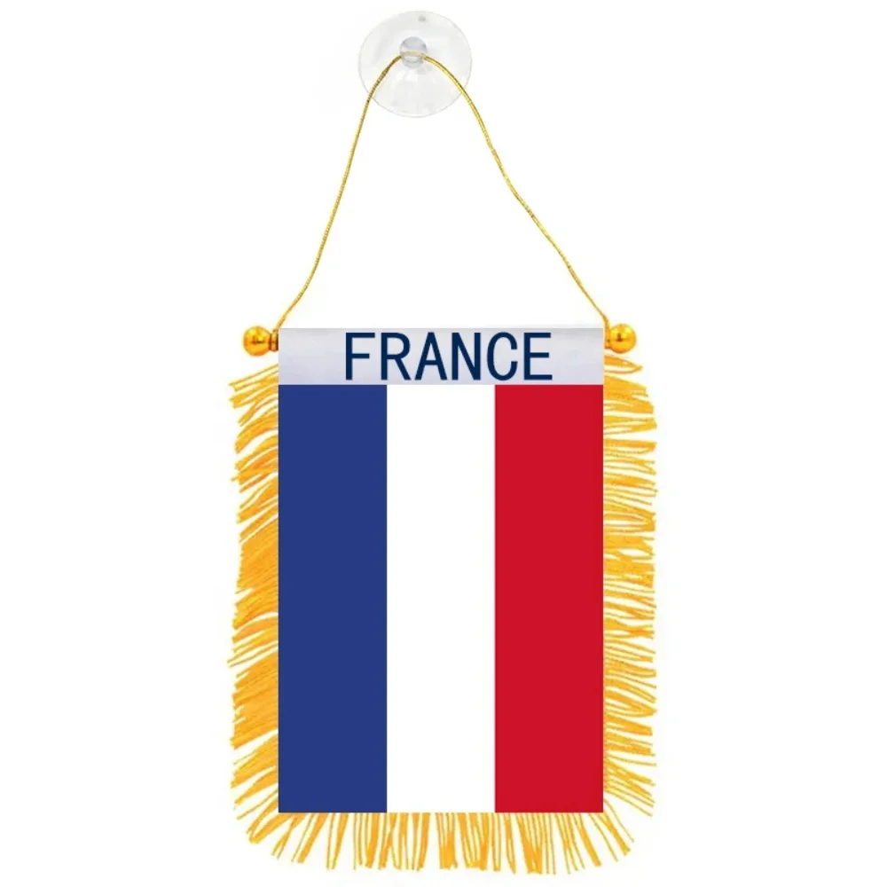 Aerxemrbrae 8*12cm Car Window Decoration Polyester France Hanging Pennant Flags Fra Fr French Mini Pennant