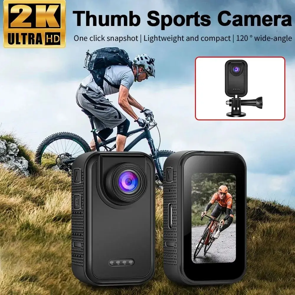 2K Thumb Action Camera Pocket Sport Cam With 147 Inch Screen 120 Degree Wide Angle Recorder Professional Photo Portable Kit Very