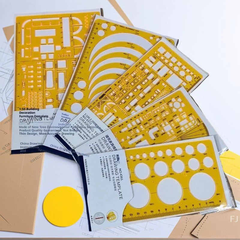

[YU]Template Measuring Ruler Circular Oval Ruler Durable K Resin Drawing Design Furniture Architect Template Drafting Ruler