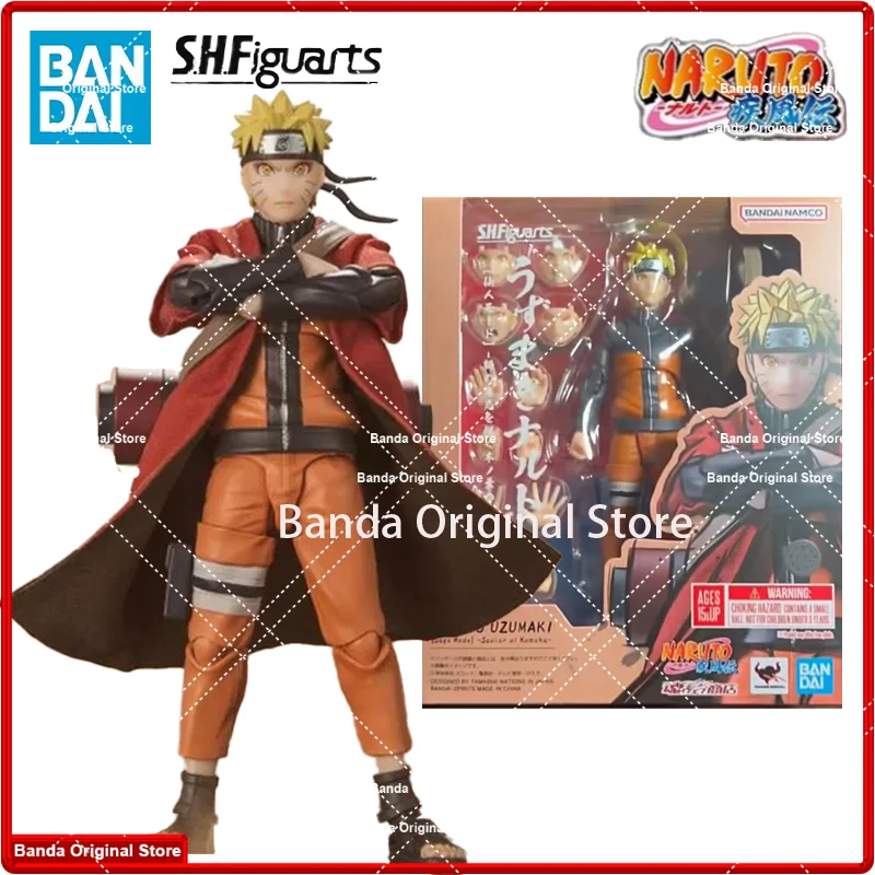 100% In Stock Original Bandai Naruto S.H.Figuarts SHF Uzumaki Naruto Sage Mode Savior of Konoha Anime Action Figures Model Toys