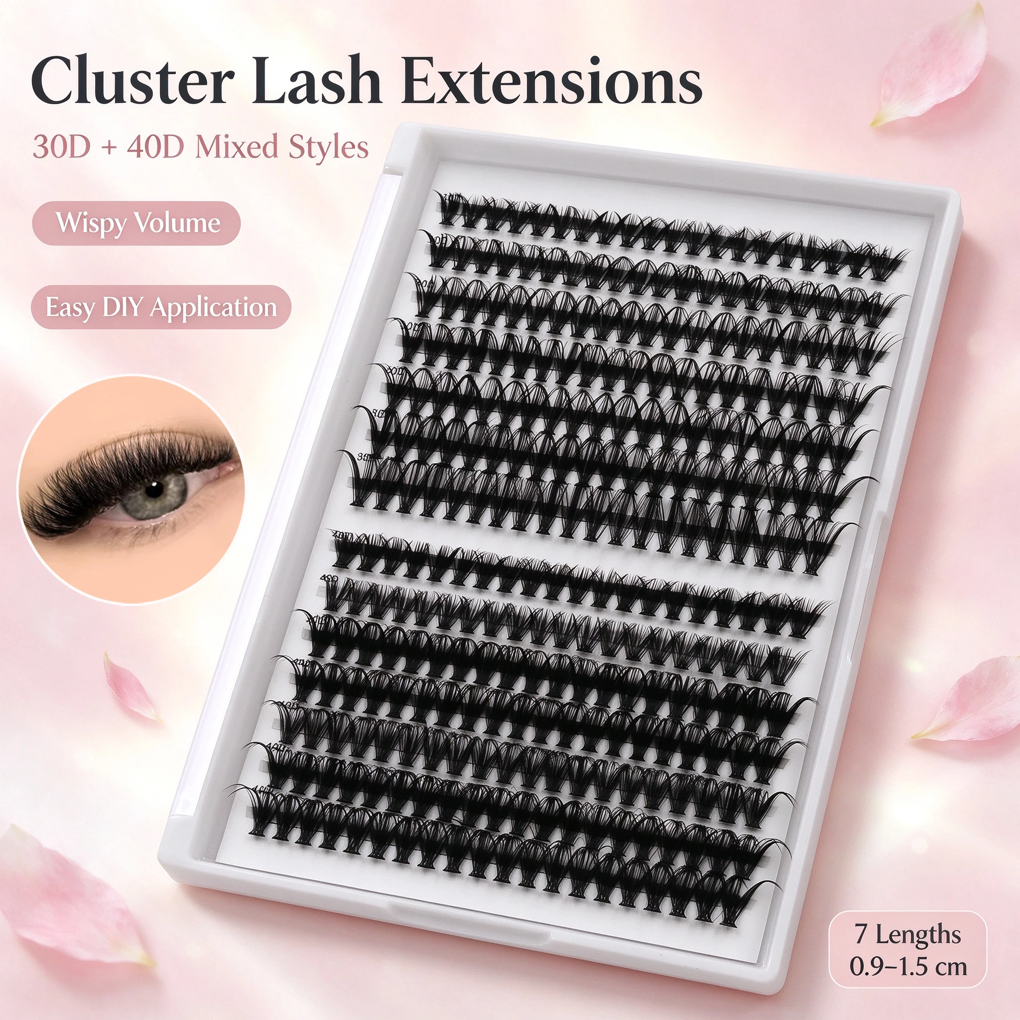 280pcs 30D 40D Individual Lashes Wispy Cluster Reusable False Eyelashes DIY Lash Extension 9-15mm Mix Length for Eye Makeup