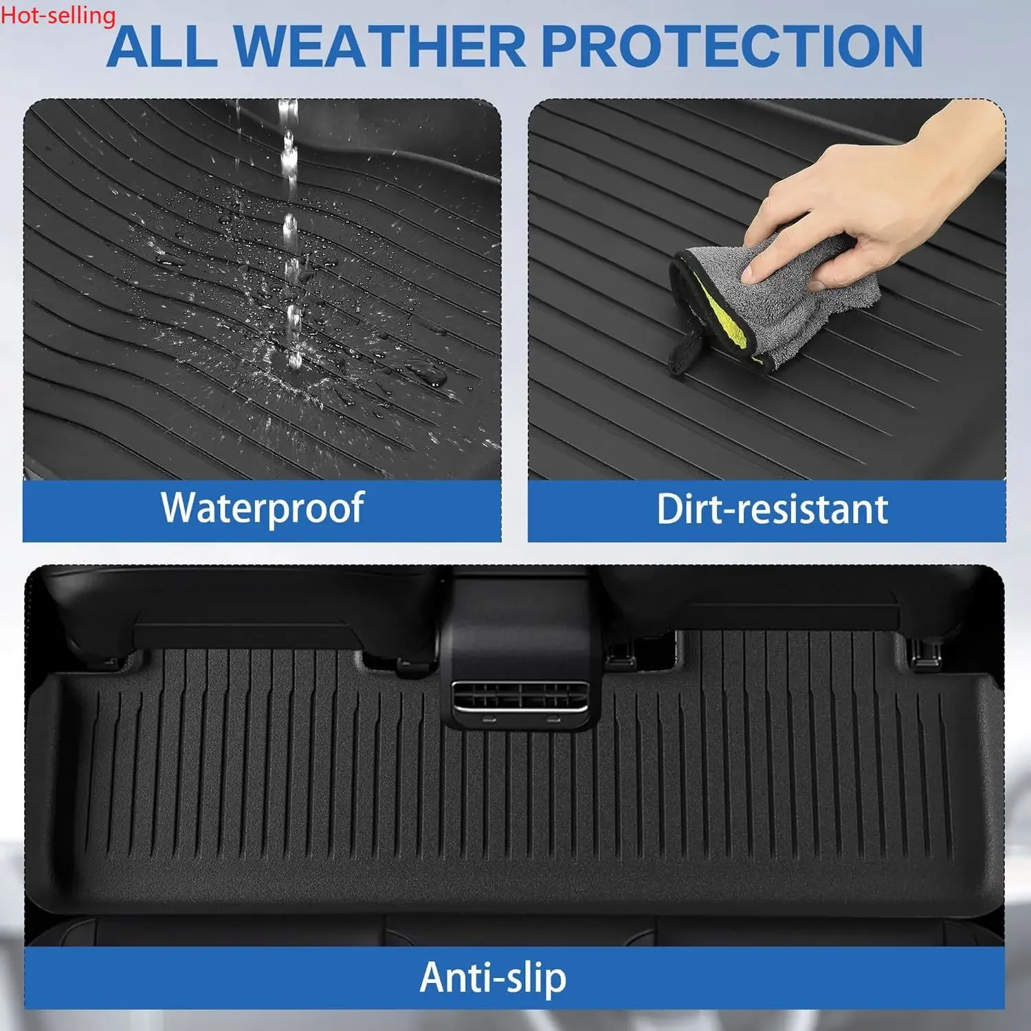 سجادات أرضية لطراز تسلا Y Juniper 2025 2026 5 مقاعد، جميع الأحوال الجوية غير قابلة للانزلاق بطانة شحن أمامية وخلفية من الصف الثاني للمقعد الخلفي #4