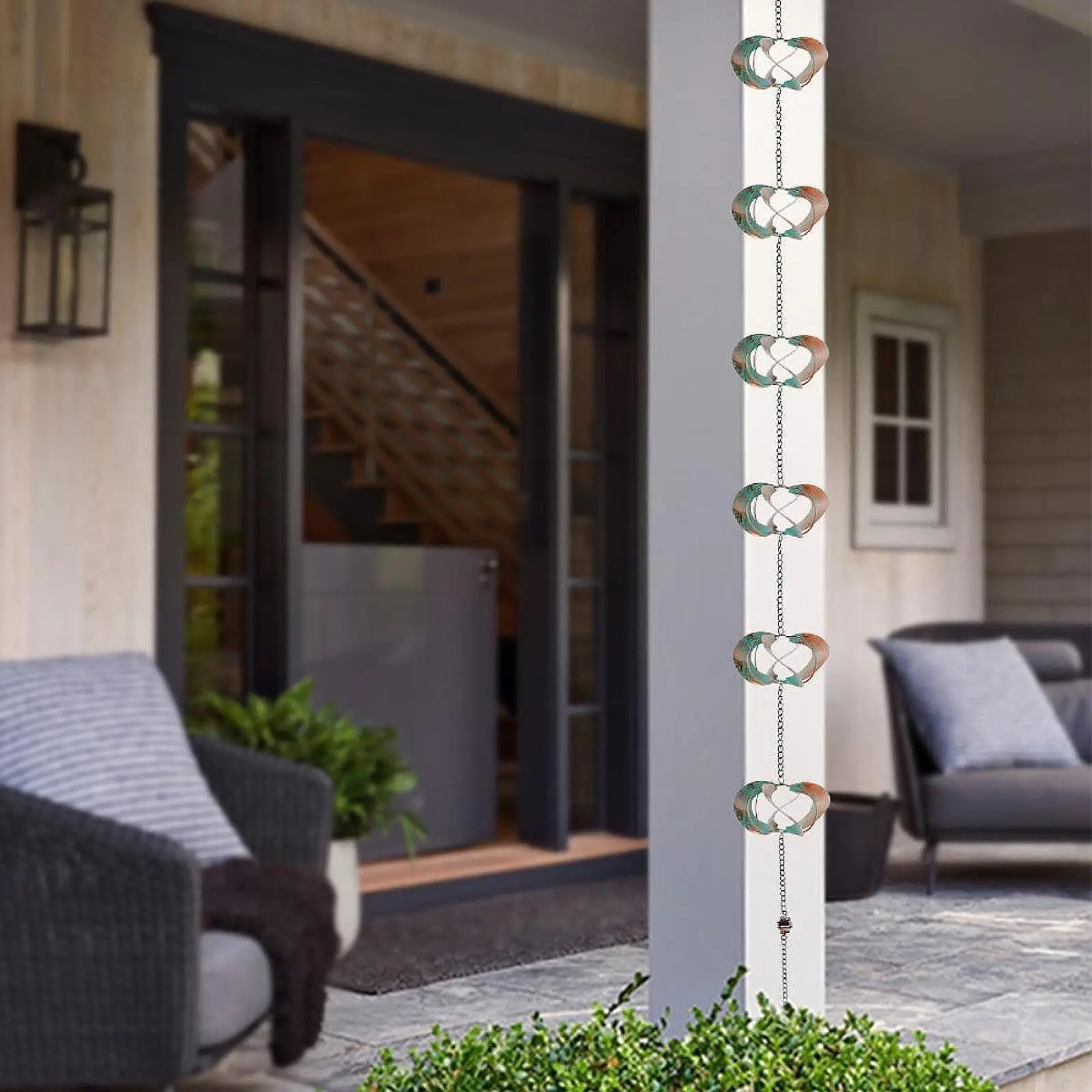 

Metal Rain Chain Replace for Gutter Downspouts Divert Water for Outside Lawn