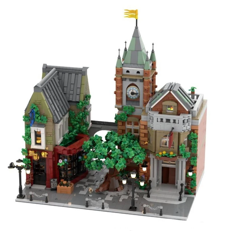 

4790 шт., хит продаж, вид на улицу, Moc Village Square, центр сообщества, модель старого паба, творческие идеи «сделай сам», детская игрушка-головоломка, подарок