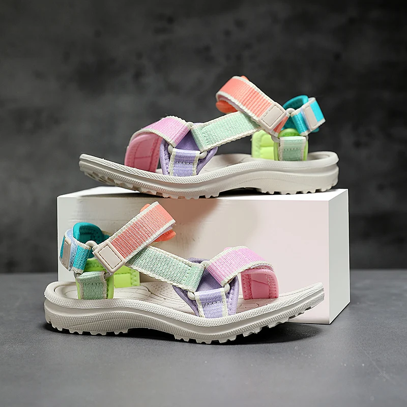 

Детские сандалии, дышащие спортивные сандалии для девочек, повседневная уличная пляжная обувь, детские сандалии на нескользящей мягкой подошве, размер 30-38