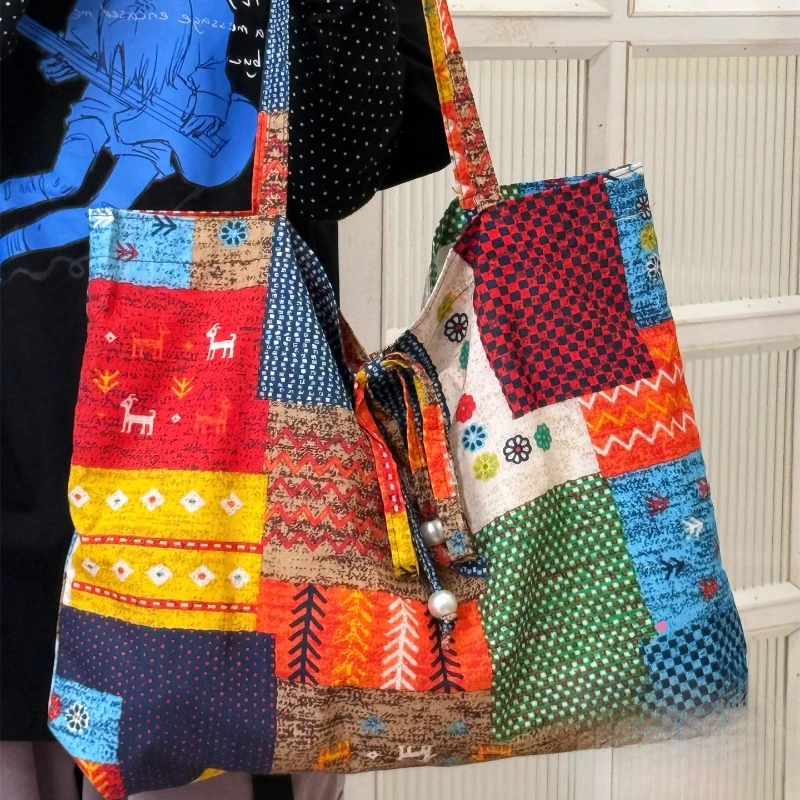 

Vintage Grunge Patchwork Harajuku Women's Handbags Women Preppy All Match Y2k Bow Shoulder Bags Streetwear Trendy Underarm Bag