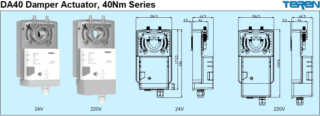 Attuatore smorzatore con manopola di selezione multifunzione per il controllo degli ammortizzatori di vari sistemi e apparecchiature HVAC