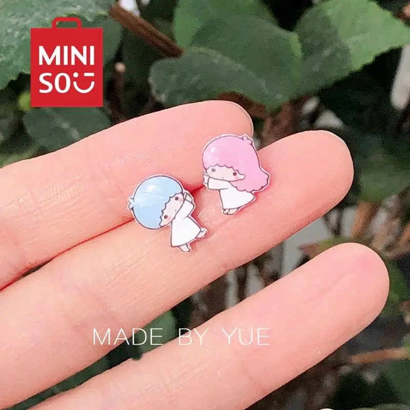 Sanrio New Little Twin Stars Kawaii Earrings High-Value Silver Needle Earrings Cartoon Trendy Fashion Girl Toys Surprise Gifts