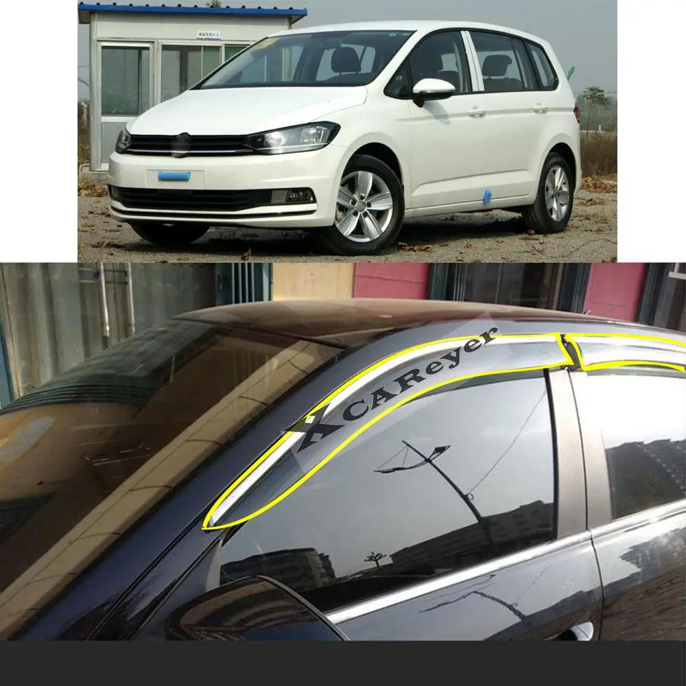 

Car Styling Sticker Plastic Window Glass Wind Visor Rain/Sun Guard Vent For VW Volkswagen Touran L 2016 2017 2018 2019 2020 2021